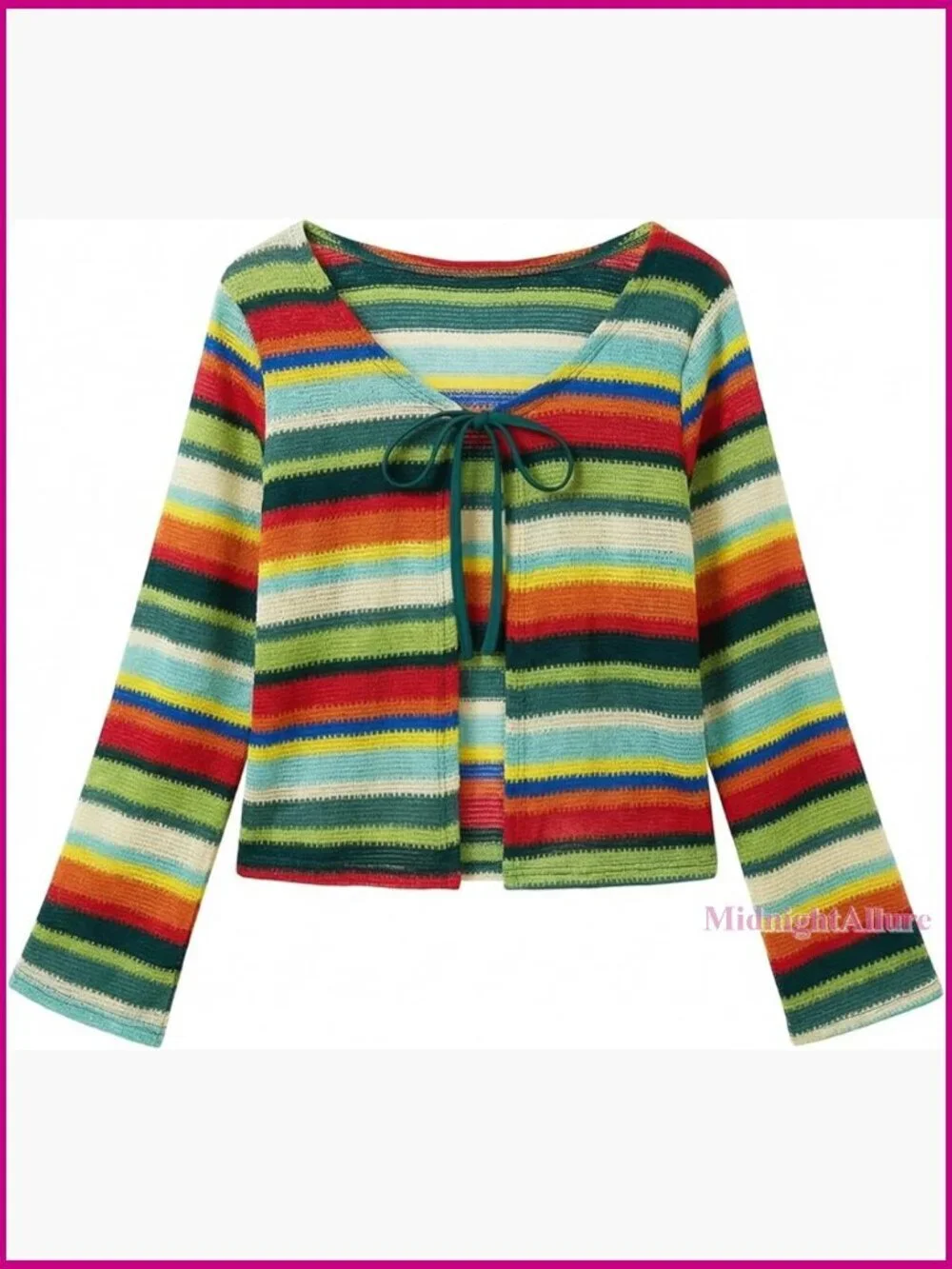 Crochet Knit Cardigan Coverup Long Sleeve V-Neck Beach Top